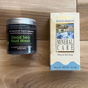 Dead Sea Organic 8.8oz Mud Face Mask & 10.5oz Bar Mineral Salt Soap - NWOT